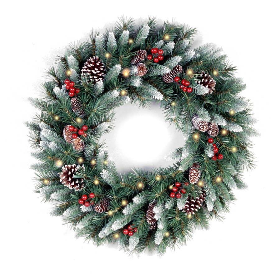 Pre Lit Outdoor Christmas Wreaths
 National Tree Co Frosted Berry Pre Lit Wreath & Reviews
