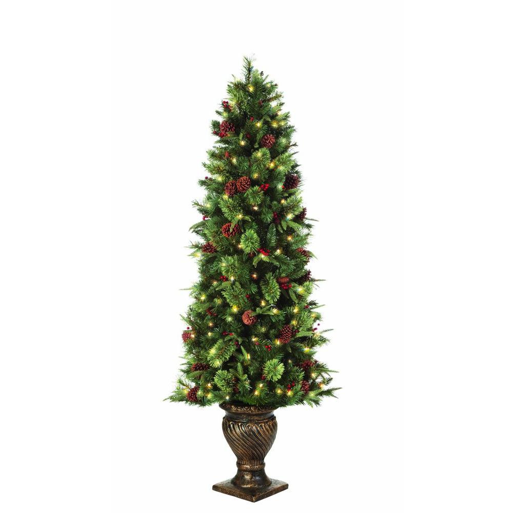 Pre Lit Porch Christmas Trees
 Home Accents Holiday 6 5 ft Pre Lit Potted Artificial