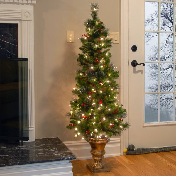 Prelit Entryway Christmas Trees
 Three Posts Spruce Entrance Green Artificial Christmas