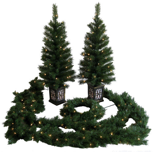 Prelit Entryway Christmas Trees
 Holiday Time Pre Lit 4 Christmas Lamp Post Tree Clear