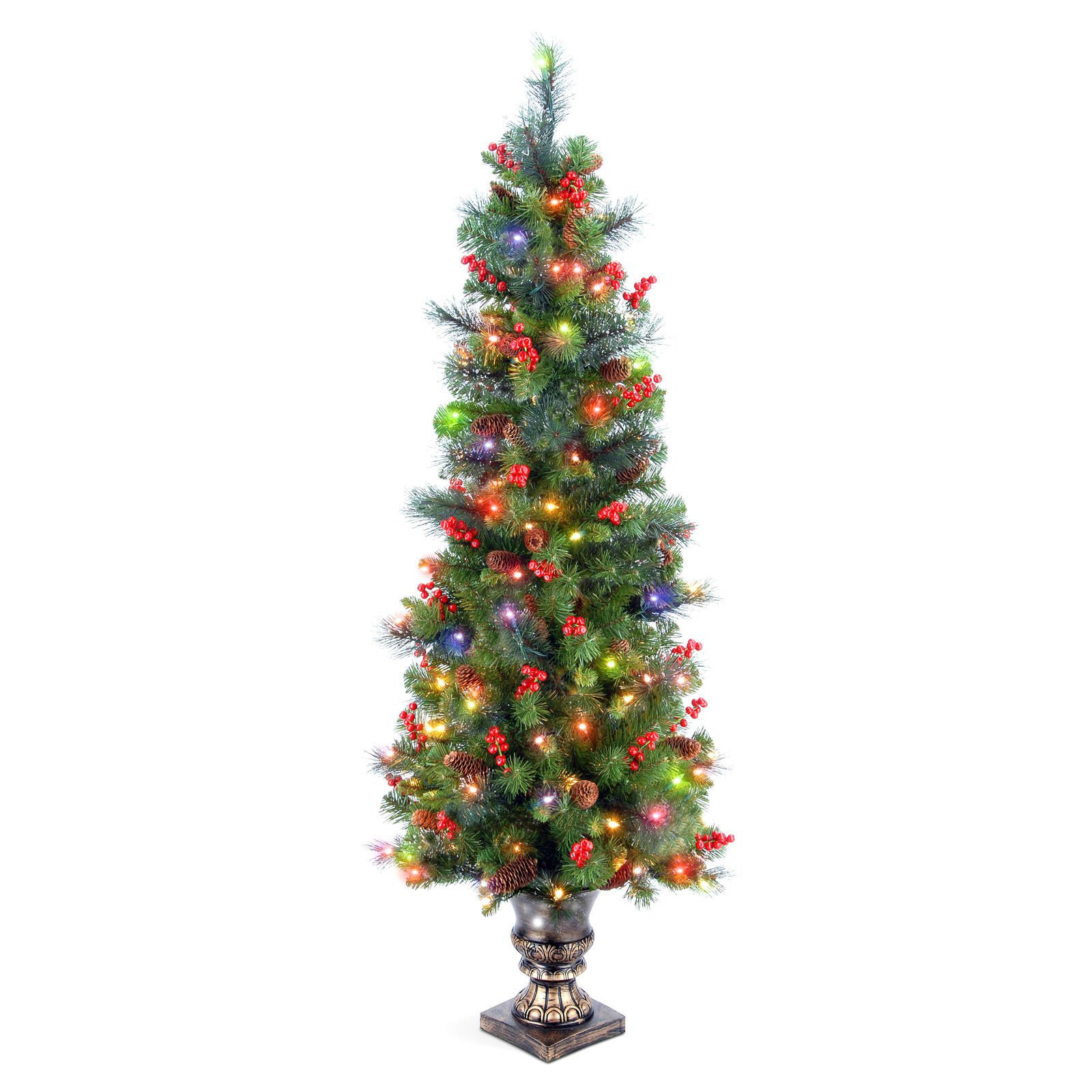 Prelit Entryway Christmas Trees
 Crestwood Spruce Slim Pre lit LED Christmas Tree
