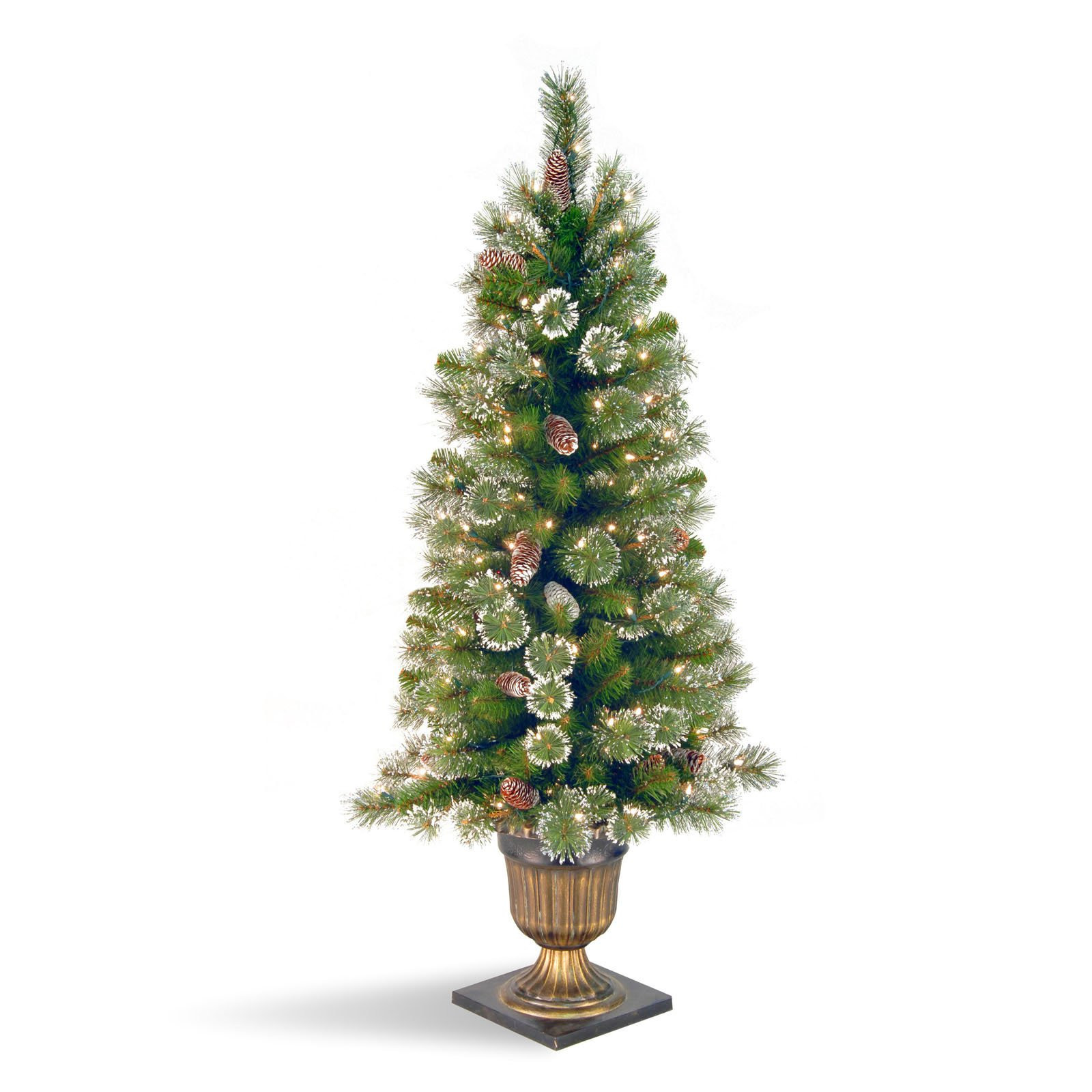 Prelit Entryway Christmas Trees
 Glittery Pine Entrance Slim Pre lit Christmas Tree at