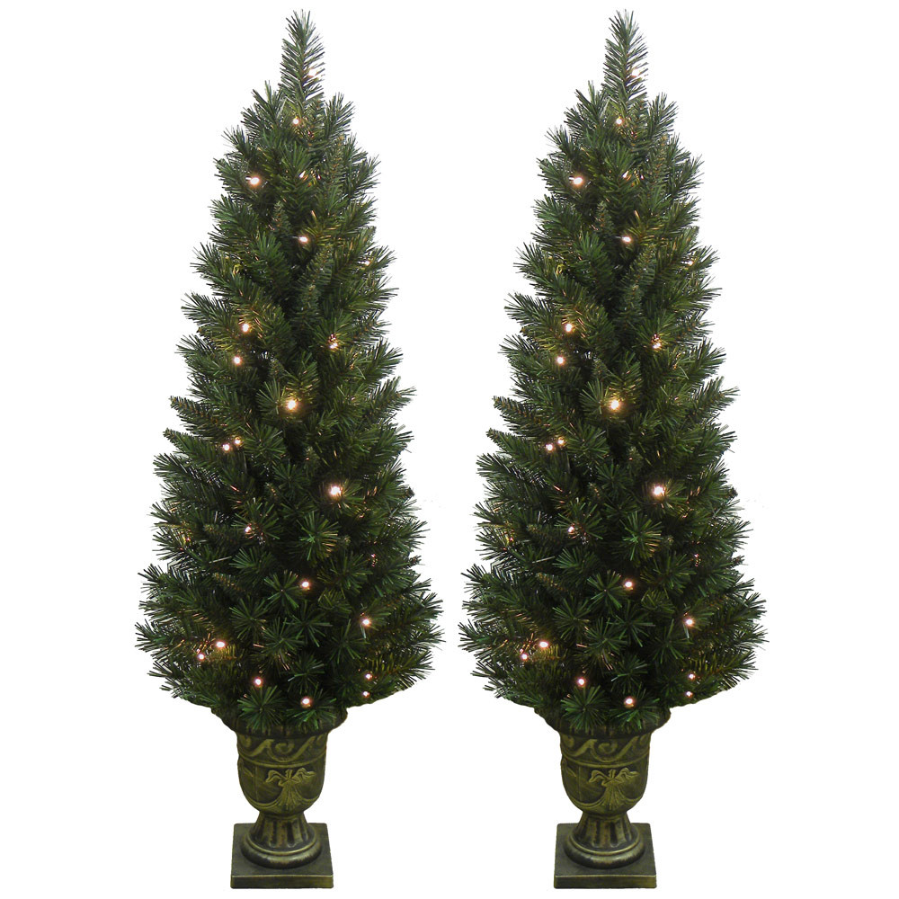 Prelit Porch Christmas Trees
 Set of 2 Light Up Prelit Artificial Pine Indoor Outdoor