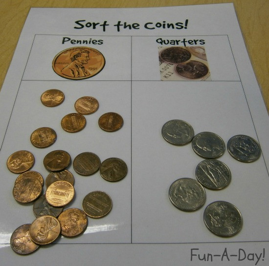 Preschool Money Crafts
 Sorting Coins