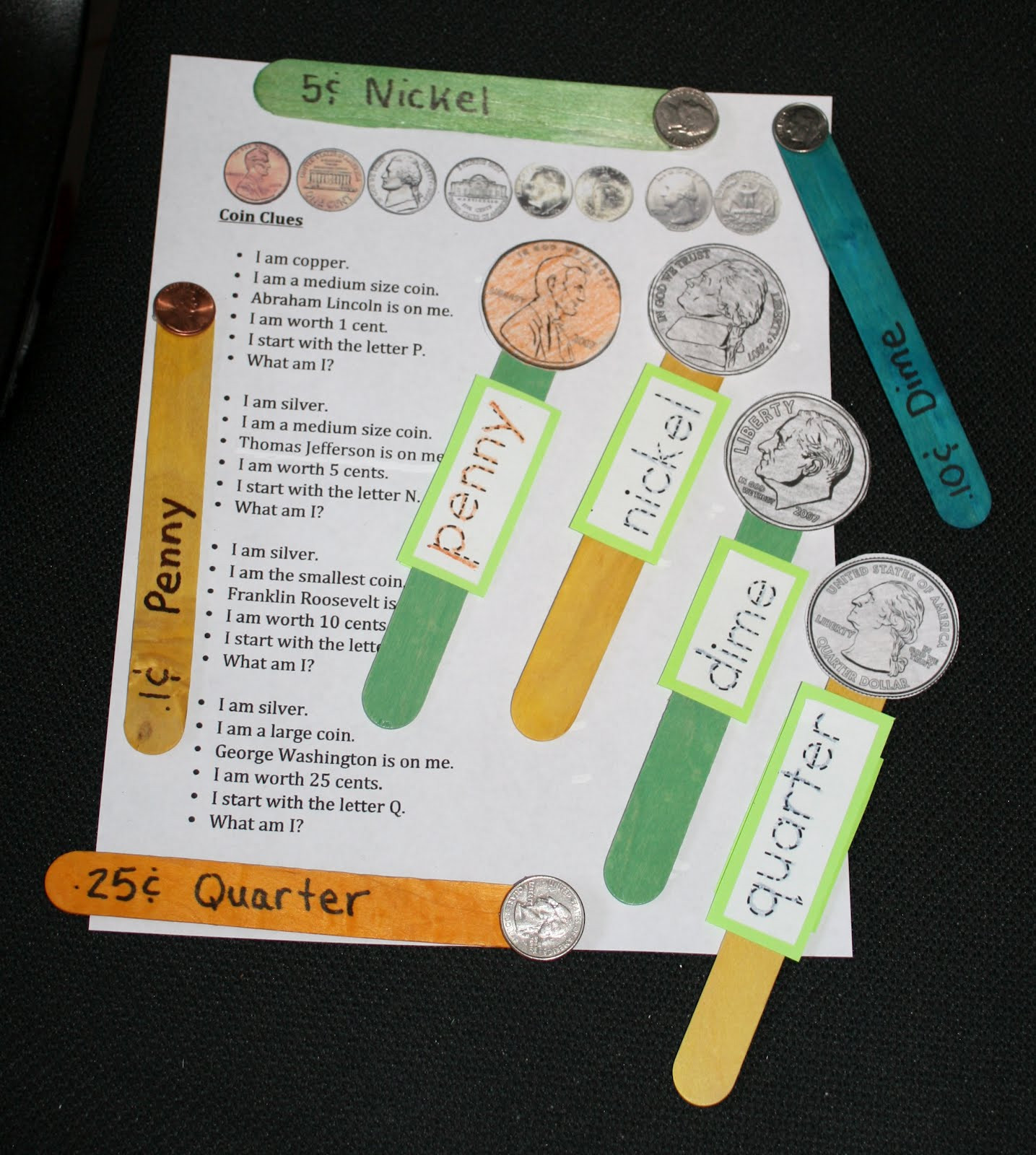 Preschool Money Crafts
 Classroom Freebies Too PK 2 Coin Popsicle Stick ID Game