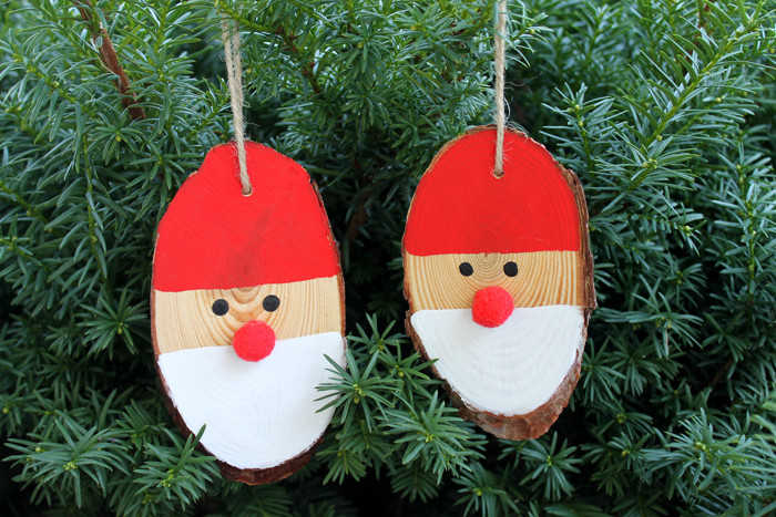 Quick And Easy Christmas Crafts
 Wood Slice Santa Ornaments The Country Chic Cottage