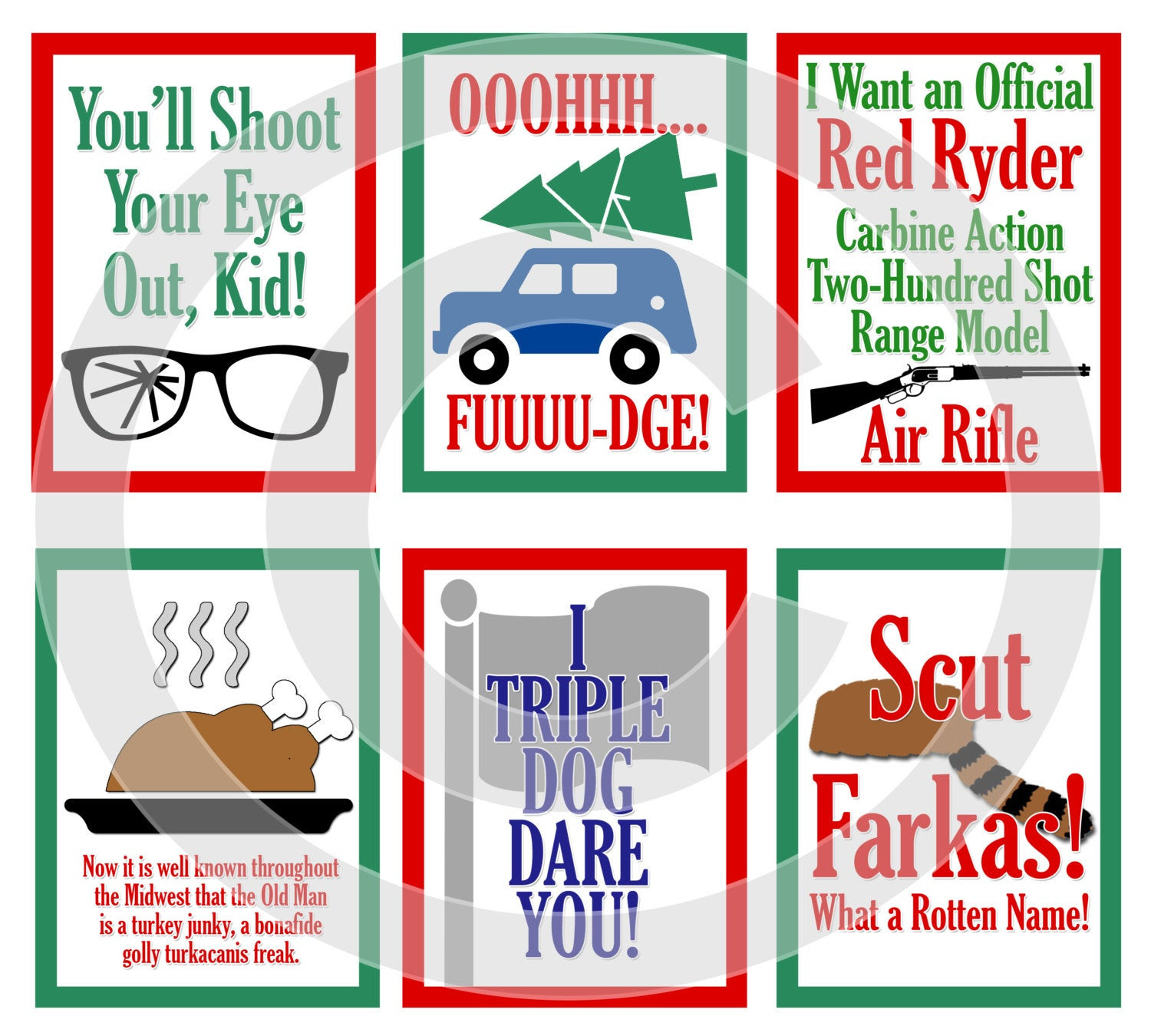 Quote From A Christmas Story
 A Christmas Story Movie Digital Scrapbooking Journaling Cards