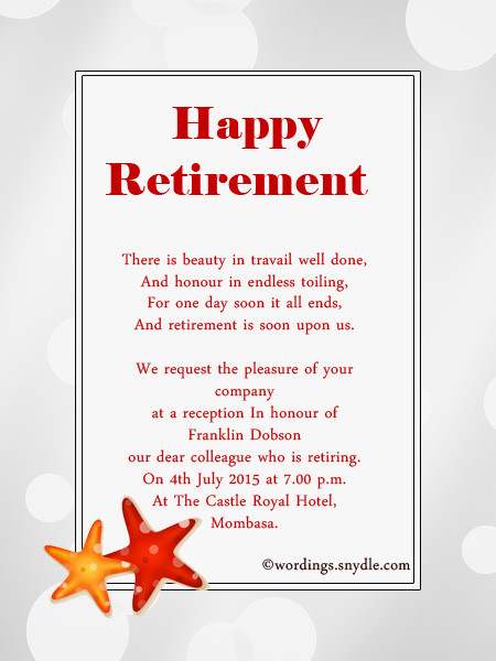 Retirement Party Wording Ideas
 Retirement Party Invitation Wording Ideas and Samples
