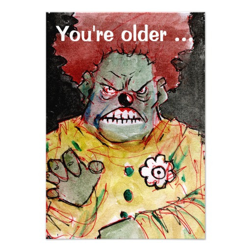 Scary Birthday Card
 zombie clown birthday greeting card
