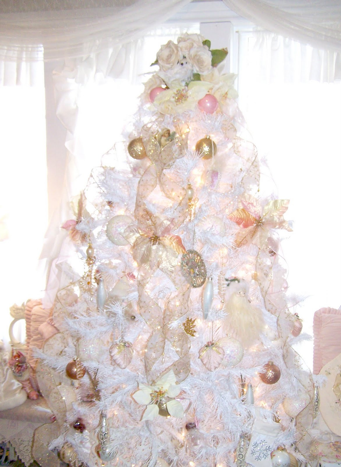 Shabby Chic Christmas Tree Decorations
 Olivia s Romantic Home Shabby Chic White Christmas Tree