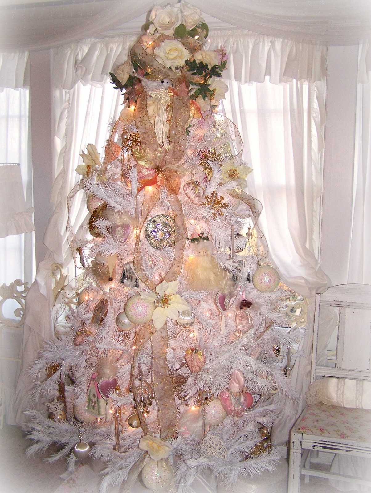 Shabby Chic Christmas Tree Decorations
 Olivia s Romantic Home Shabby Chic White Christmas Tree