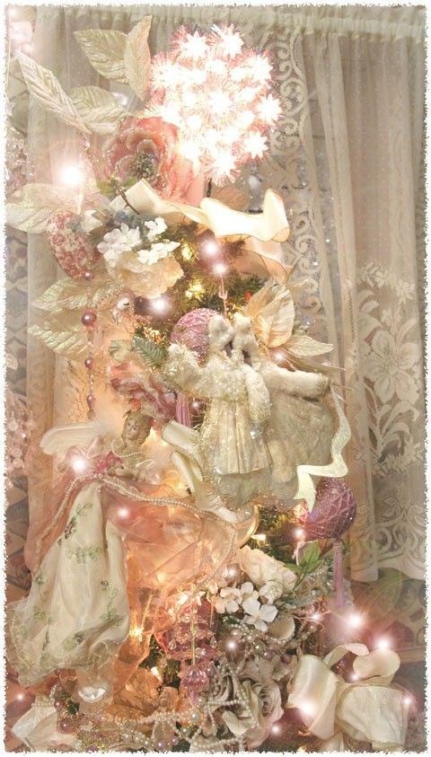 Shabby Chic Christmas Tree Decorations
 Pink Christmas tree decorations
