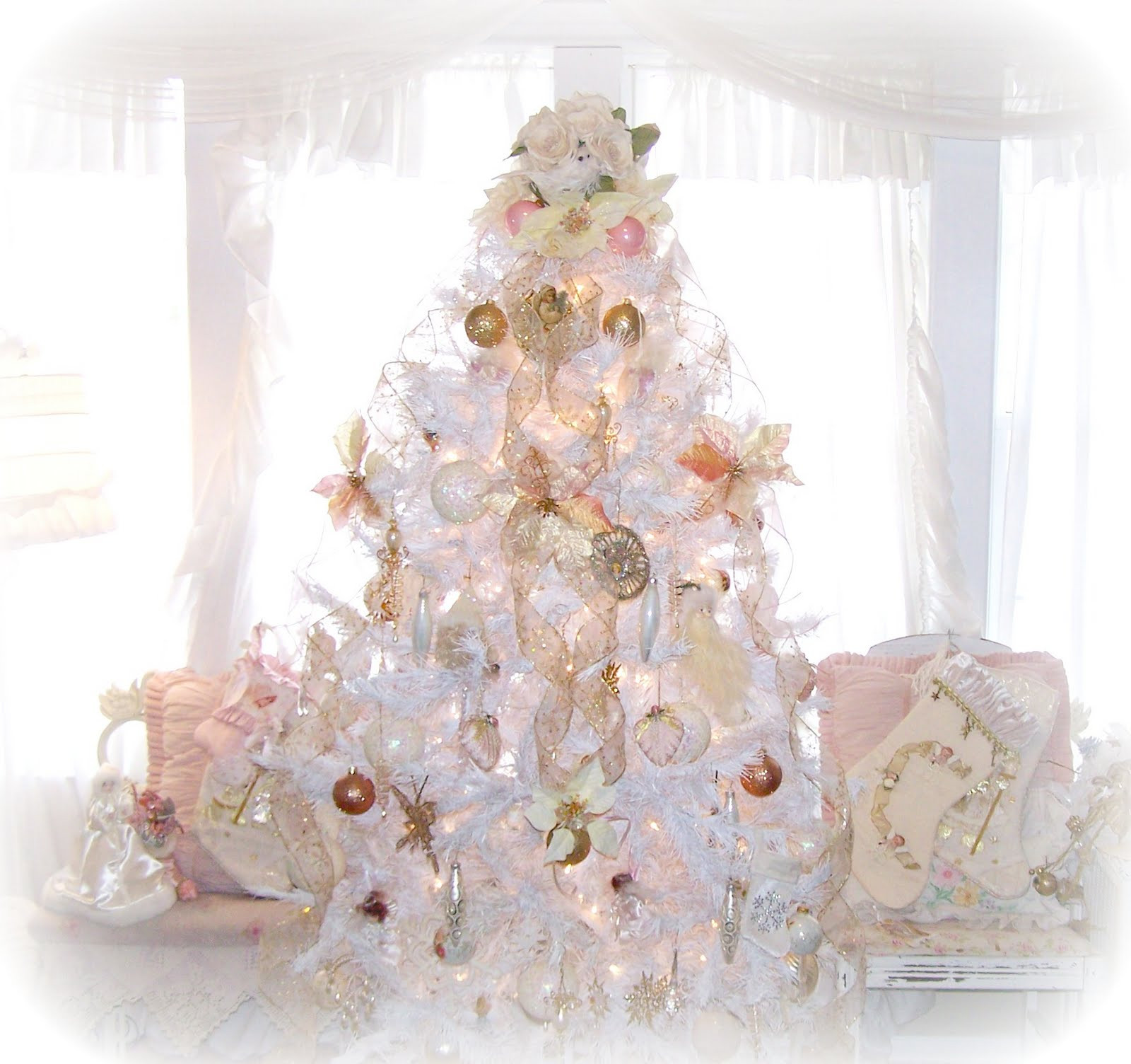 Shabby Chic Christmas Tree
 Olivia s Romantic Home Shabby Chic White Christmas Tree