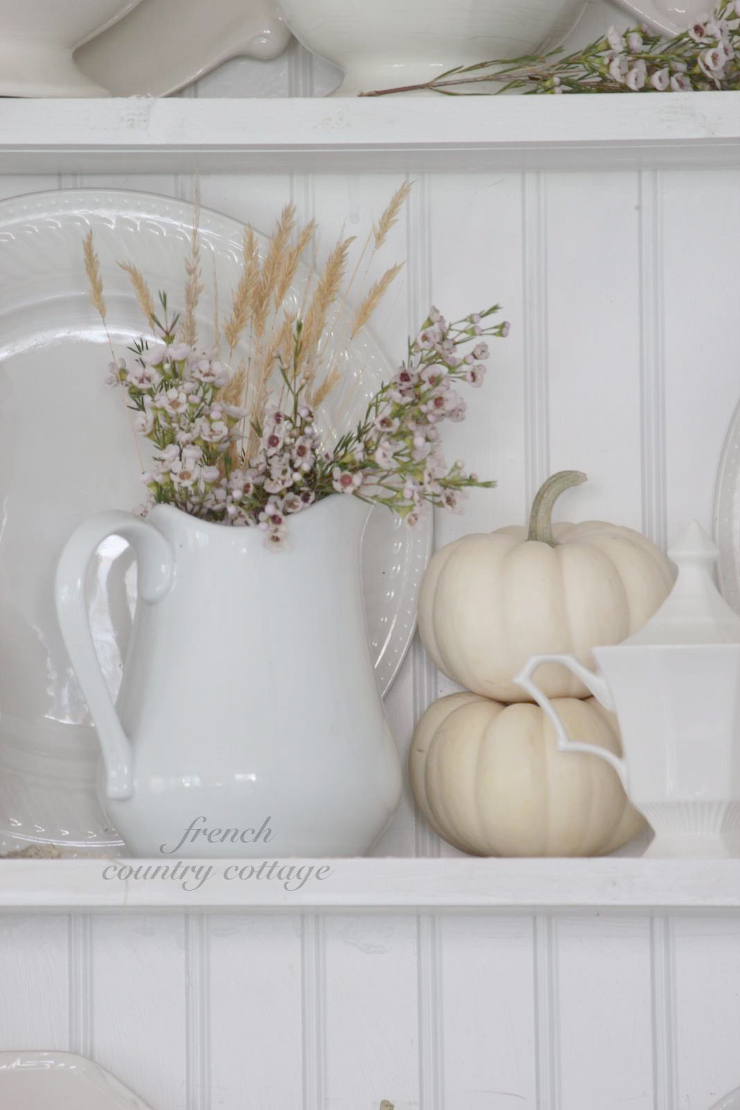 Shabby Chic Fall Decor
 White Dishes Dressed for Fall FRENCH COUNTRY COTTAGE