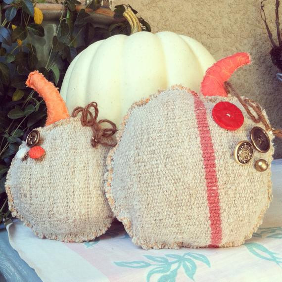 Shabby Chic Fall Decor
 Linen pumpkins shabby chic fall decor by PillowsBeyond on Etsy