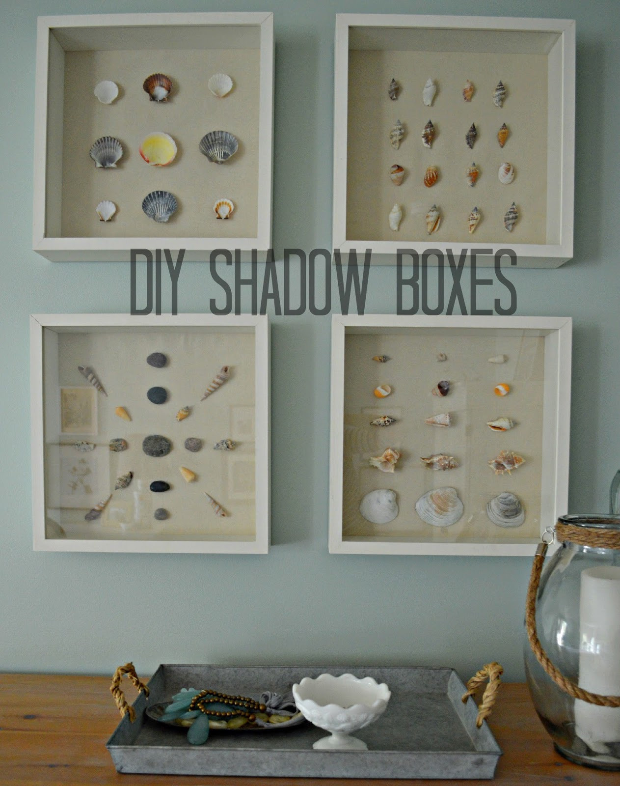 Shadow Box DIY
 Right up my alley DIY Shadow Box and Shell Art