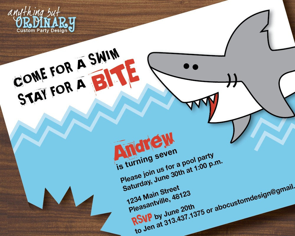 Shark Birthday Invitations
 Shark Birthday Invitations Printable Shark Invites Shark