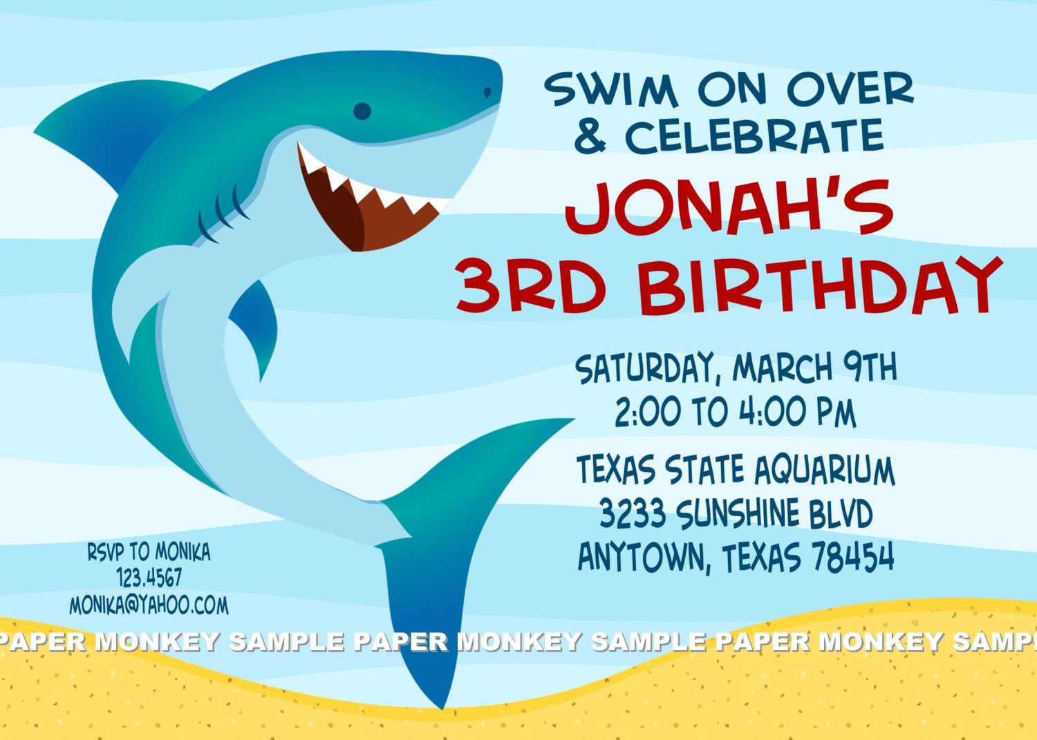 Shark Birthday Invitations
 Shark Birthday Party Invitations