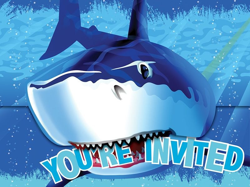 Shark Birthday Invitations
 Shark Splash Invitations Jaws Themed Boys Birthday Party