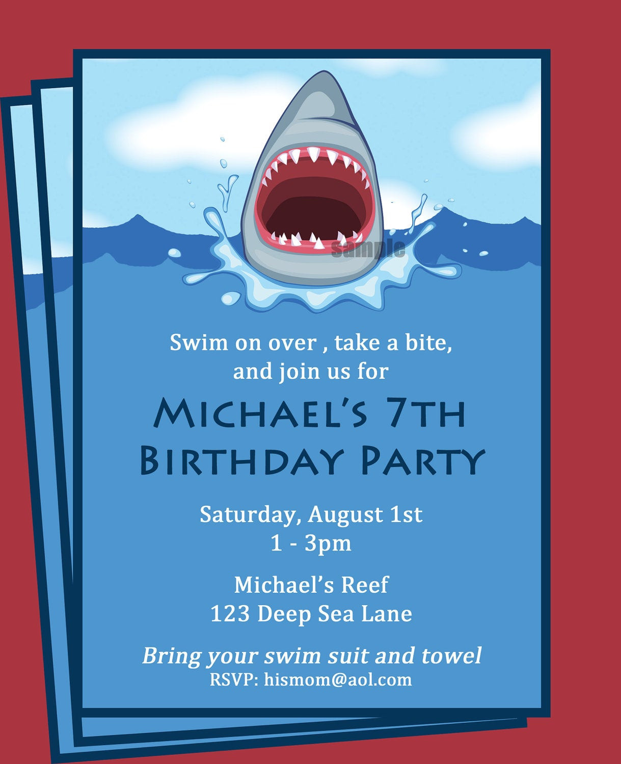 Shark Birthday Invitations
 Shark Invitation Printable Printable or Printed with FREE