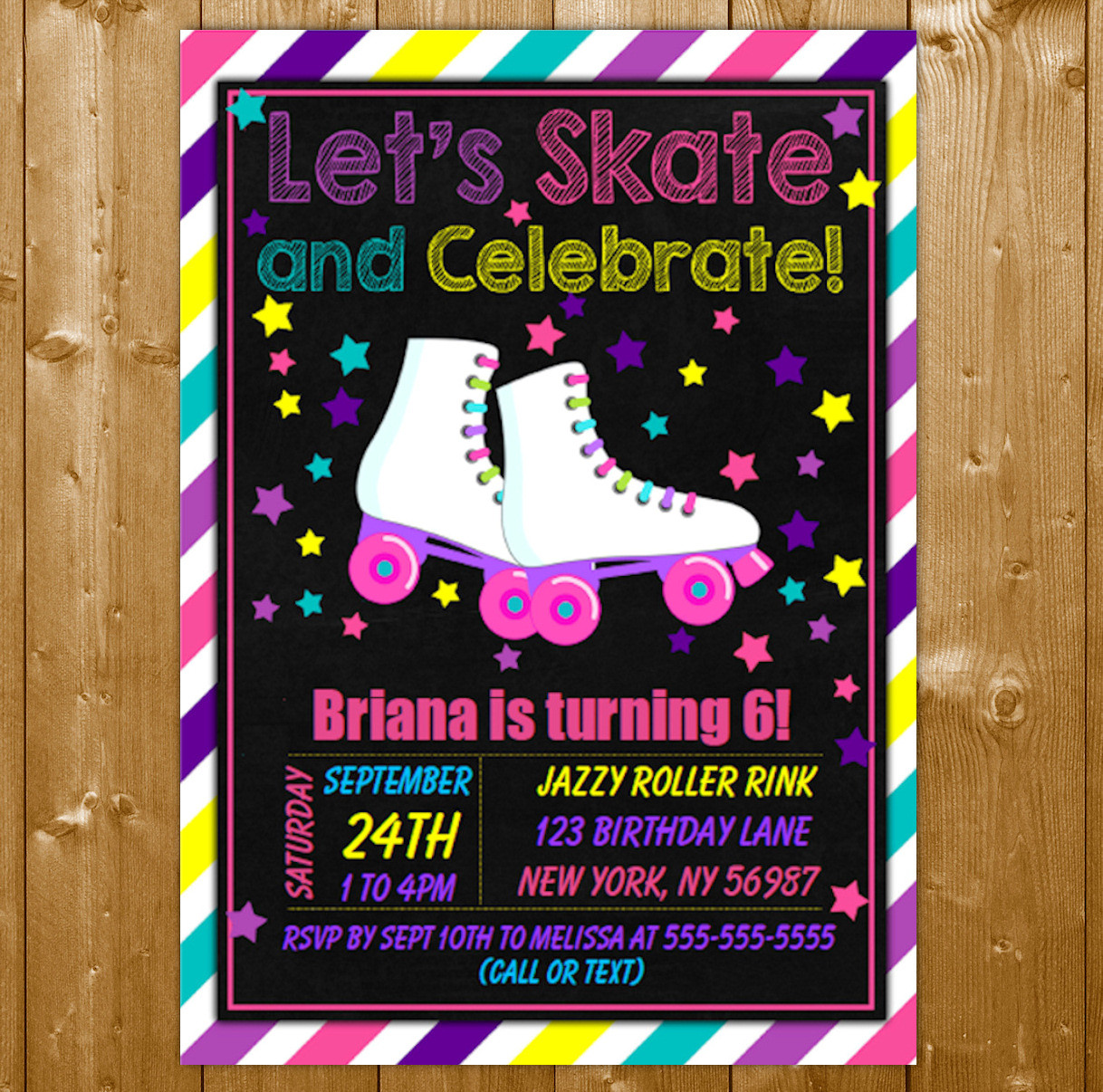 Skating Birthday Party Invitations
 Roller Skating Party Invitation Printable Digital Download
