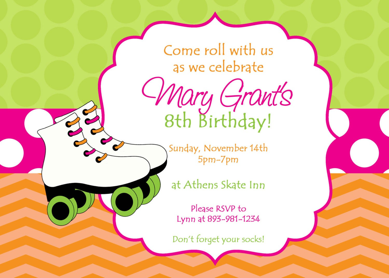 Skating Birthday Party Invitations
 Skating Party Invitation Colorful Customized Skate Party