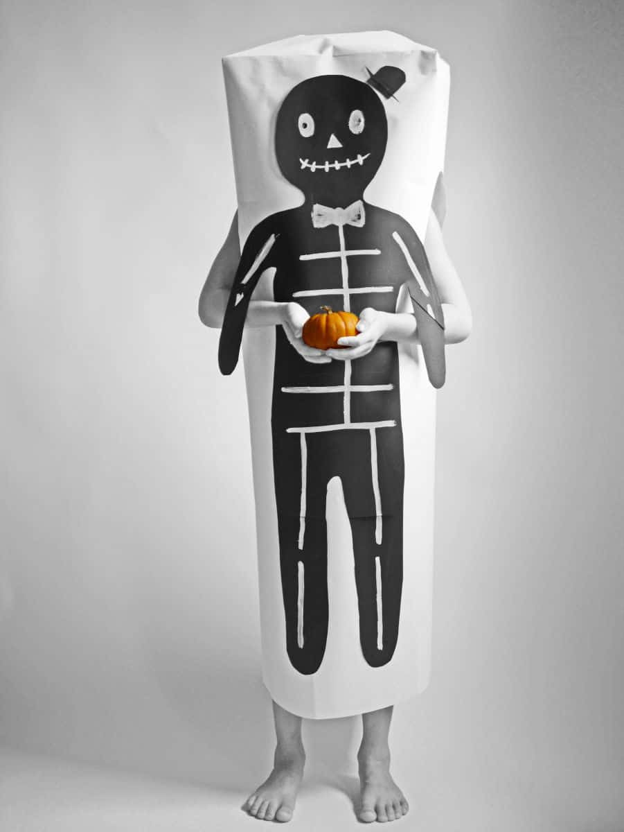 Skeleton Costume DIY
 hello Wonderful MAKE AN EASY PAPER HALLOWEEN SKELETON