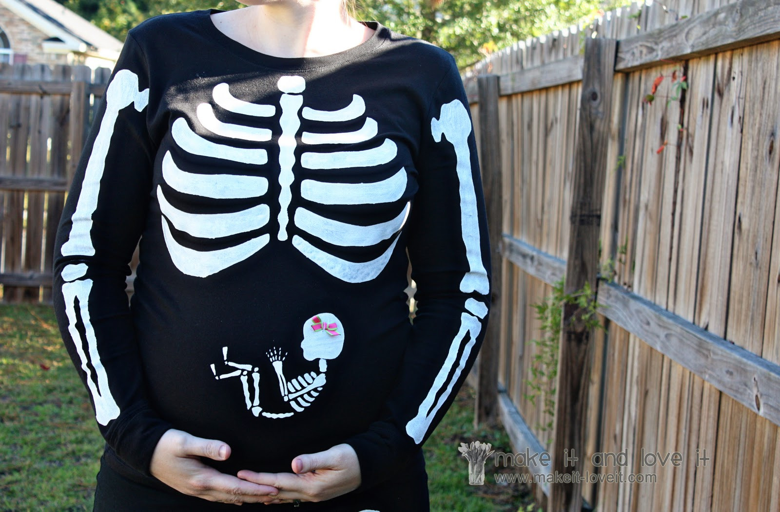 Skeleton Costume DIY
 Our Last Minute Adult Costumes Pregnant Skeleton and