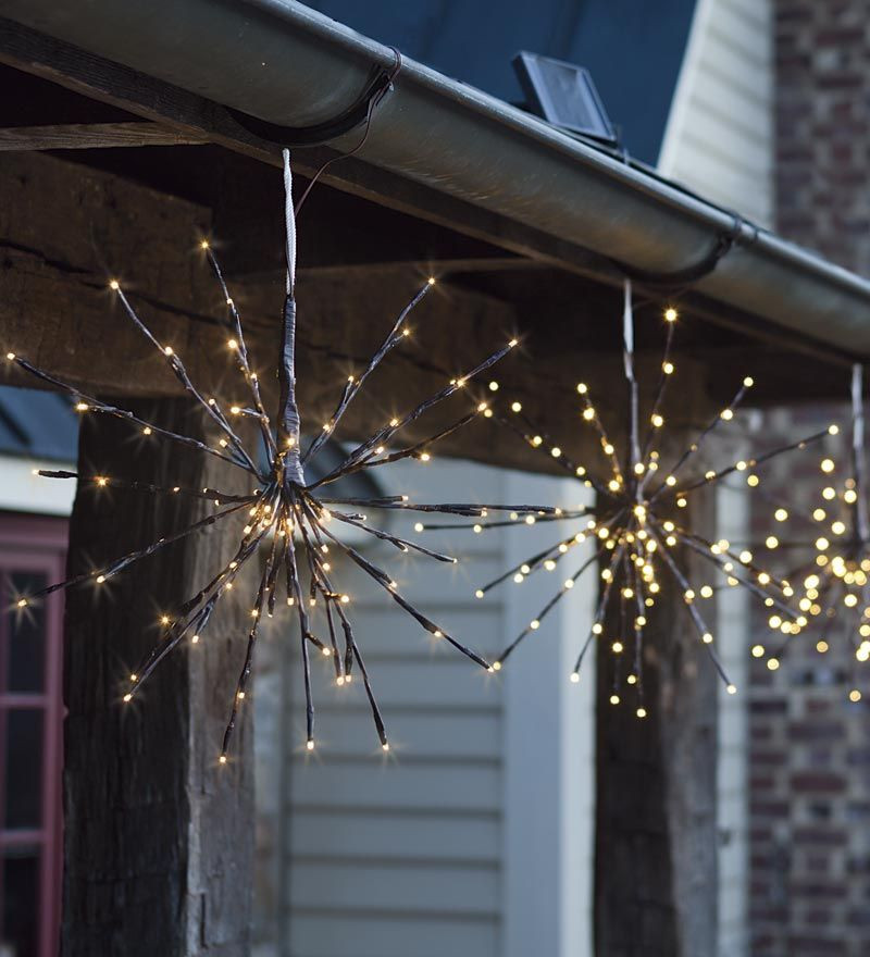 Solar Outdoor Christmas Lighting
 Solar LED Twig Starburst Lights with remote solar panel