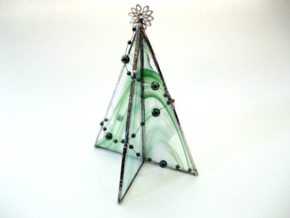 Stained Glass Christmas Tree Lamp
 Freestanding Stained Glass Christmas Tree Table Decoration