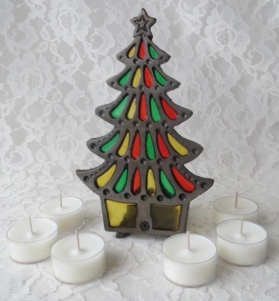 Stained Glass Christmas Tree Lamp
 Items similar to Vintage Stained Glass Christmas Tree with