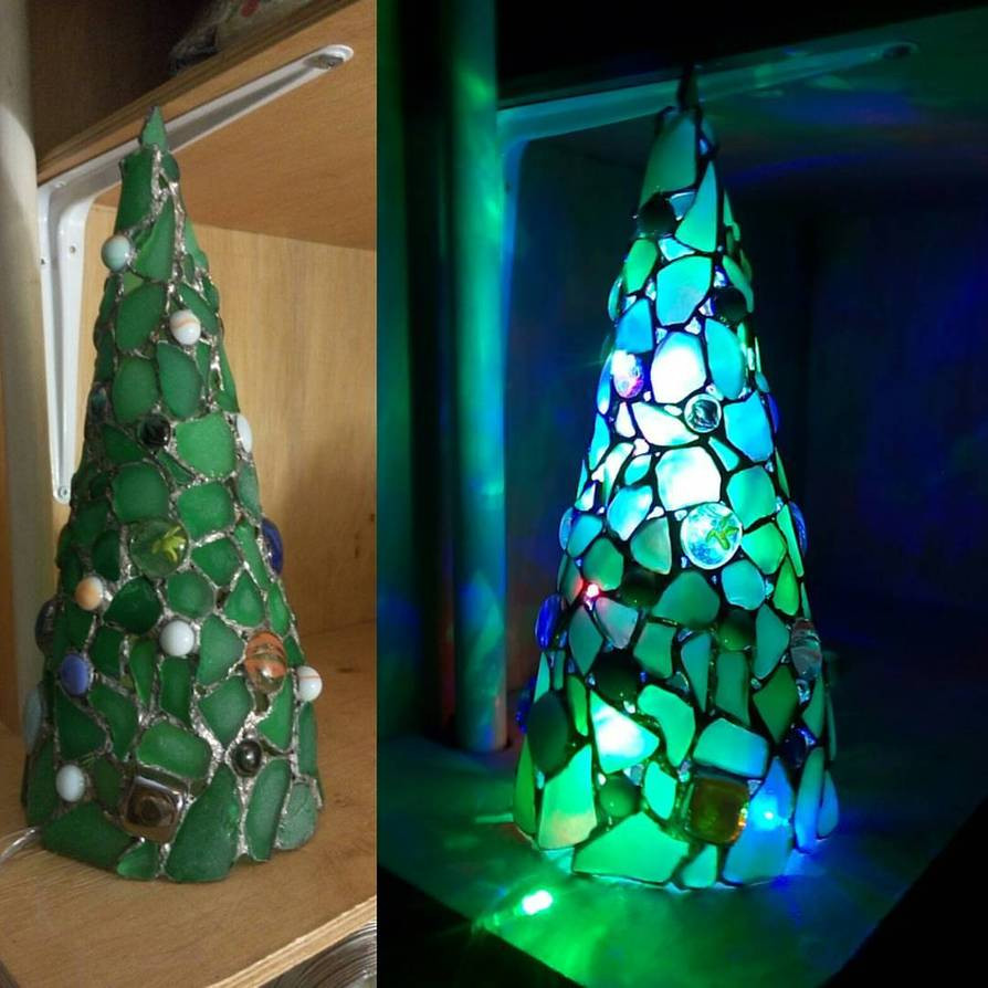 Stained Glass Christmas Tree Lamp
 Sea stained glass Christmas tree Christmas light by