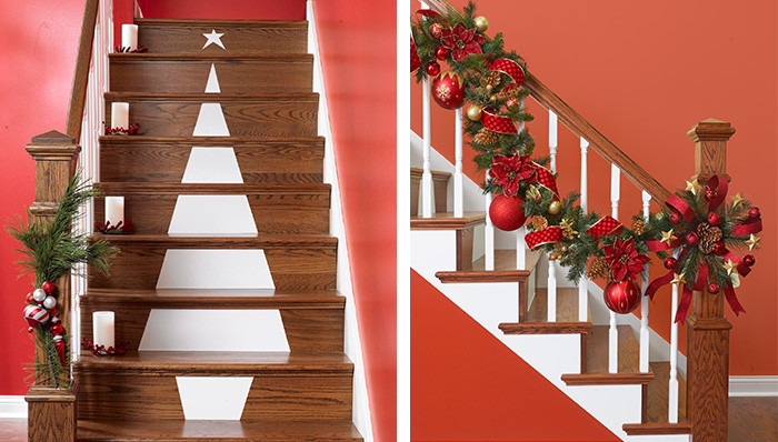 Staircase Christmas Decorating Ideas
 Christmas Tree Stair Decoration