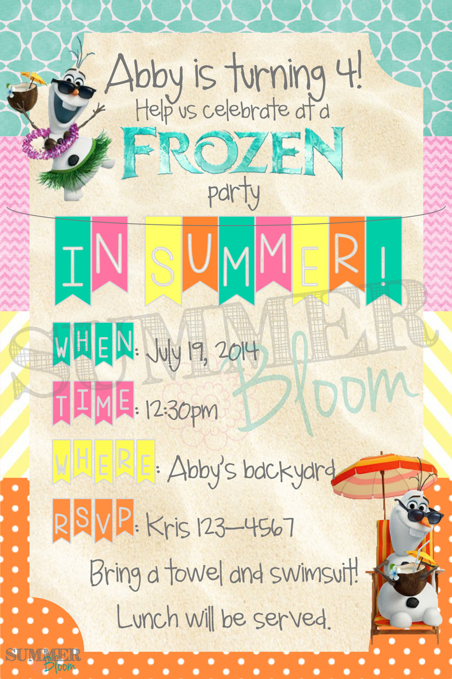 Summer Party Invitation Wording Ideas
 Frozen and Olaf "In Summer" themed Birthday Party