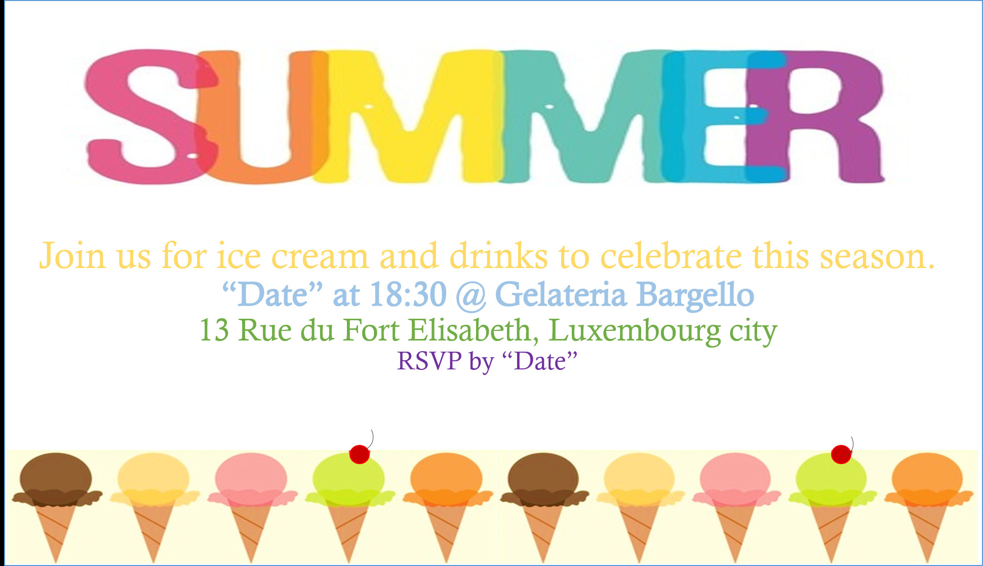 Summer Party Invitation Wording Ideas
 Ice Cream Summer Party