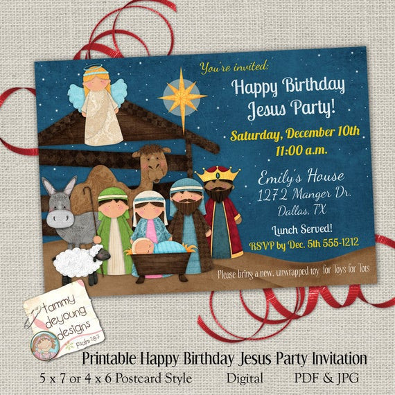 Sunday School Christmas Party Ideas
 Christmas Party Invitation Happy Birthday Jesus Party Invite
