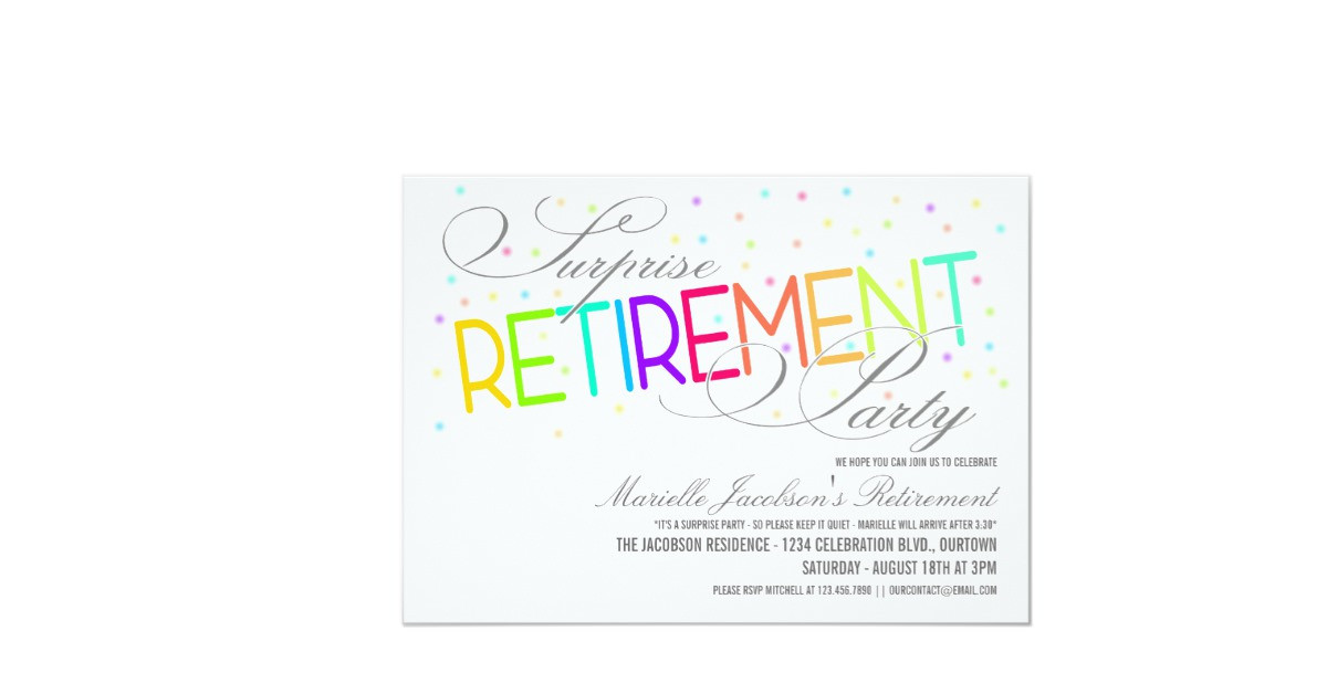 Surprise Retirement Party Ideas
 Surprise Retirement Party Invitations 5" X 7" Invitation