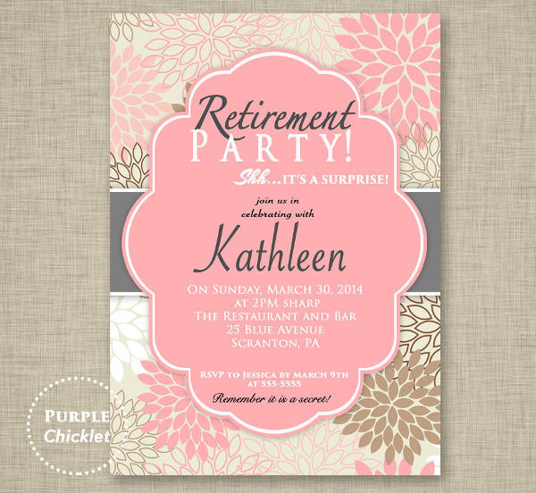 Surprise Retirement Party Ideas
 48 Party Invitations in PSD