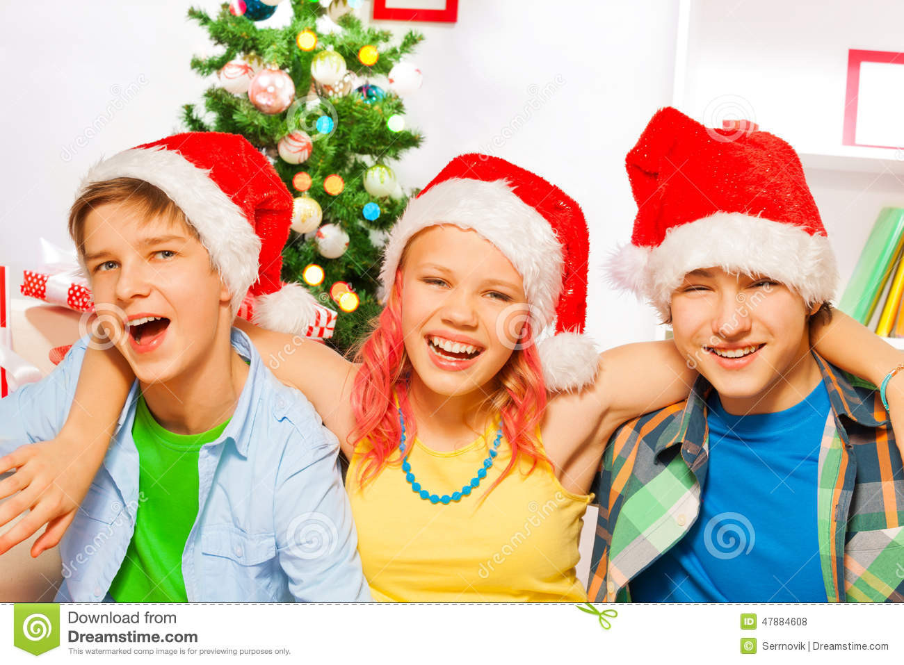 Teenage Christmas Party Ideas
 Christmas Party With Happy Teens Stock Image of