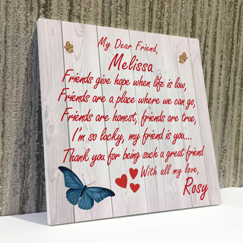 Thank You Gift Ideas For Friends
 Personalised Best Friend Friendship Plaque Sign Thank You