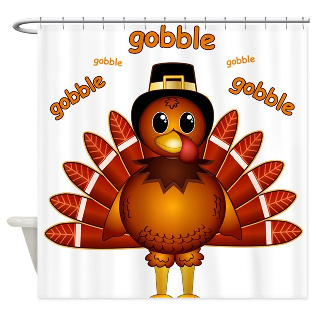 Thanksgiving Bathroom Set
 Gobble Gobble Turkey Shower Curtain by WhimsicalDesigns