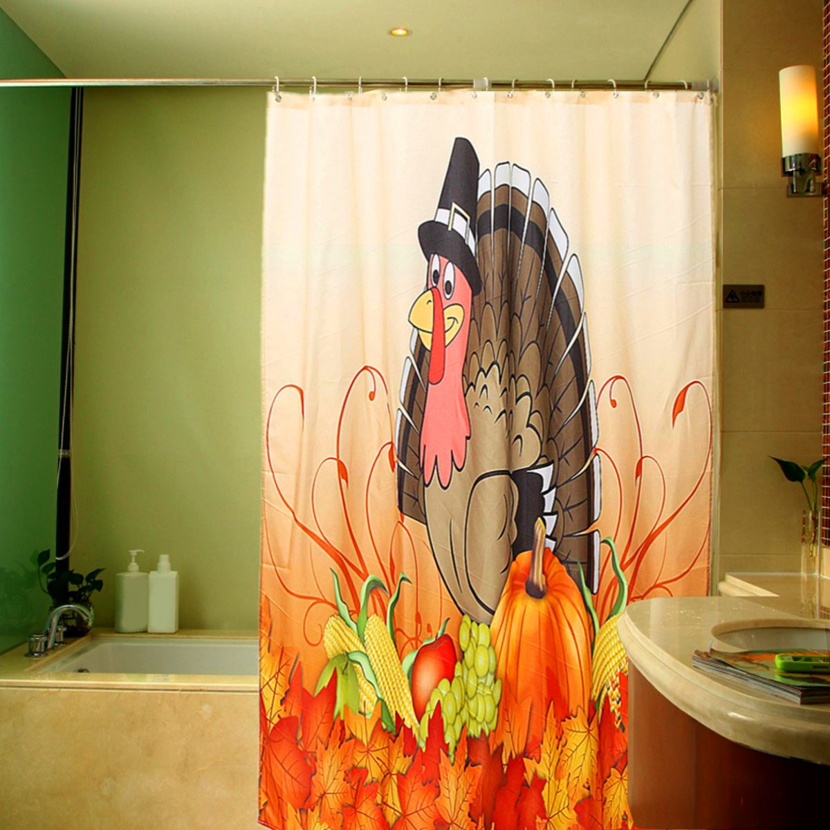 Thanksgiving Bathroom Set
 Shower Curtains 150x180cm Thanksgiving Turkey Waterproof