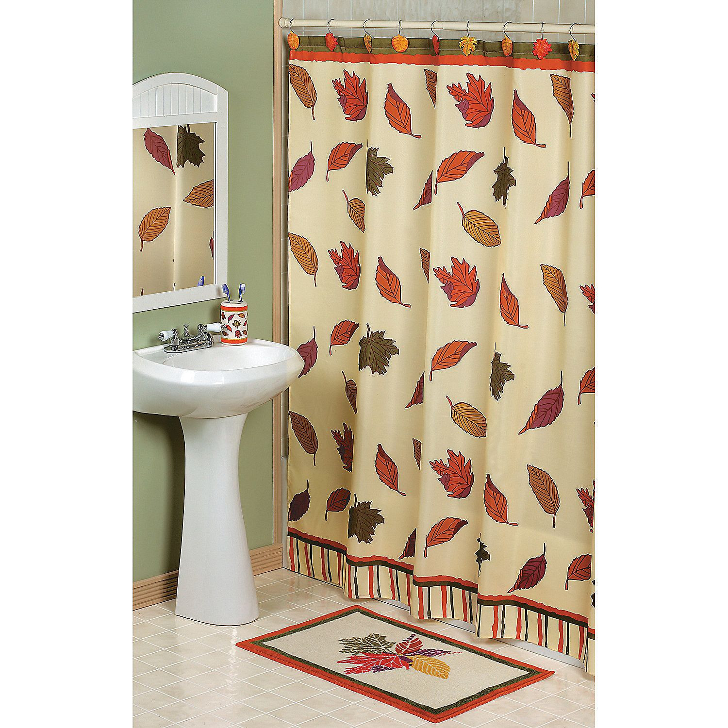 Thanksgiving Bathroom Set
 Fall Leaves Shower Curtain TerrysVillage