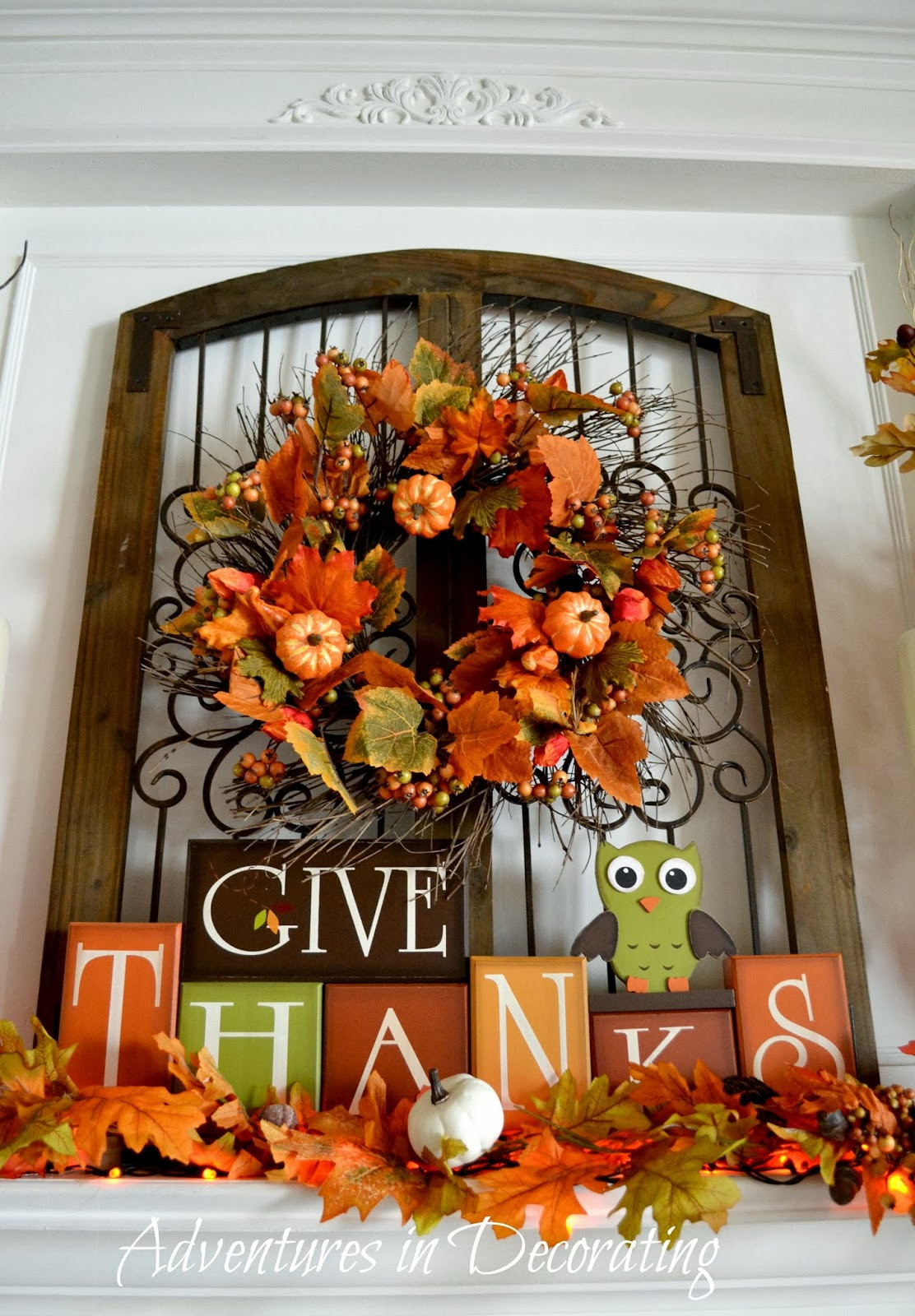 Thanksgiving Fireplace Decor
 Adventures in Decorating Our Fall Mantel
