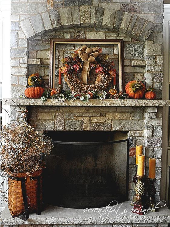 Thanksgiving Fireplace Decor
 Thanksgiving fireplace decorations fall fireplace mantel