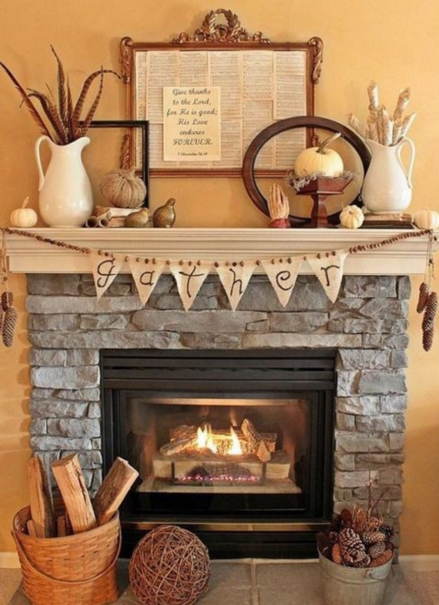 Thanksgiving Fireplace Mantel Decoration
 15 Fall Decor Ideas for your Fireplace Mantle