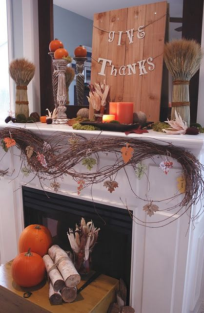 Thanksgiving Fireplace Mantel Decoration
 151 best images about Vignettes & Mantle Decor on