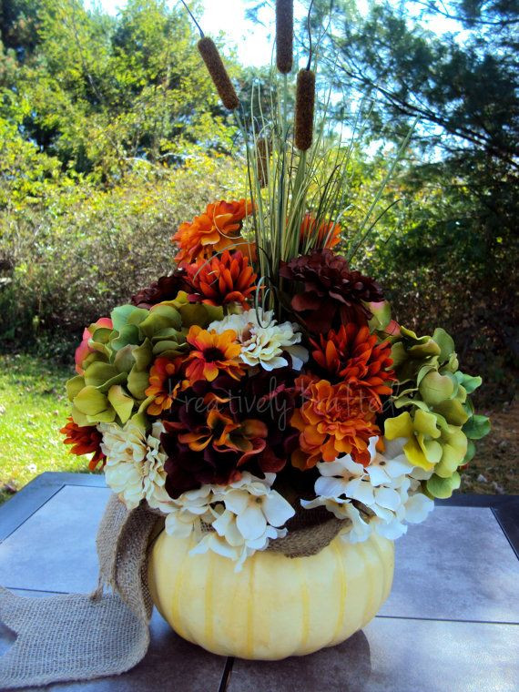 Thanksgiving Flower Arrangement Ideas
 Fall White pumpkin Autumn Thanksgiving Flower Arrangement