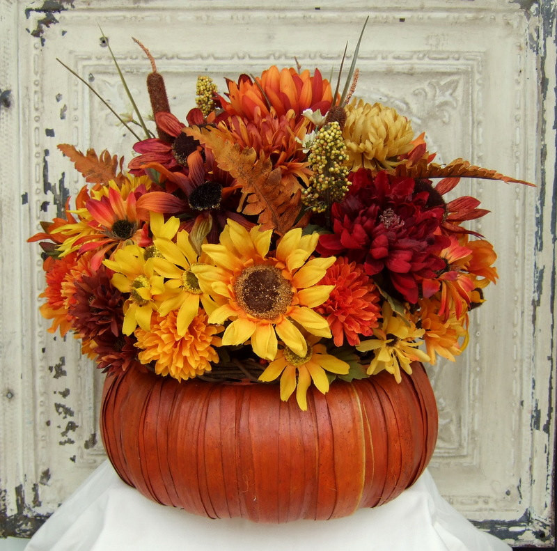 Thanksgiving Flower Arrangements
 Fall Floral Arrangement Thanksgiving Centerpiece Pumpkin