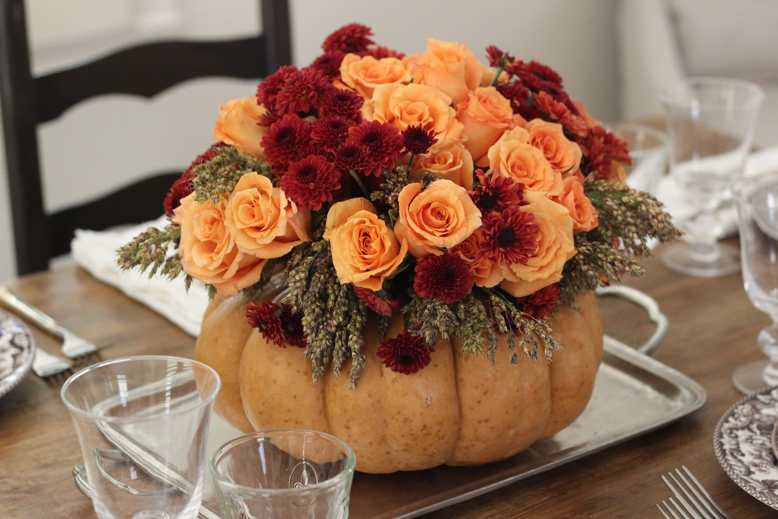 Thanksgiving Flower Centerpiece
 Jenny Steffens Hobick DIY Thanksgiving Centerpiece